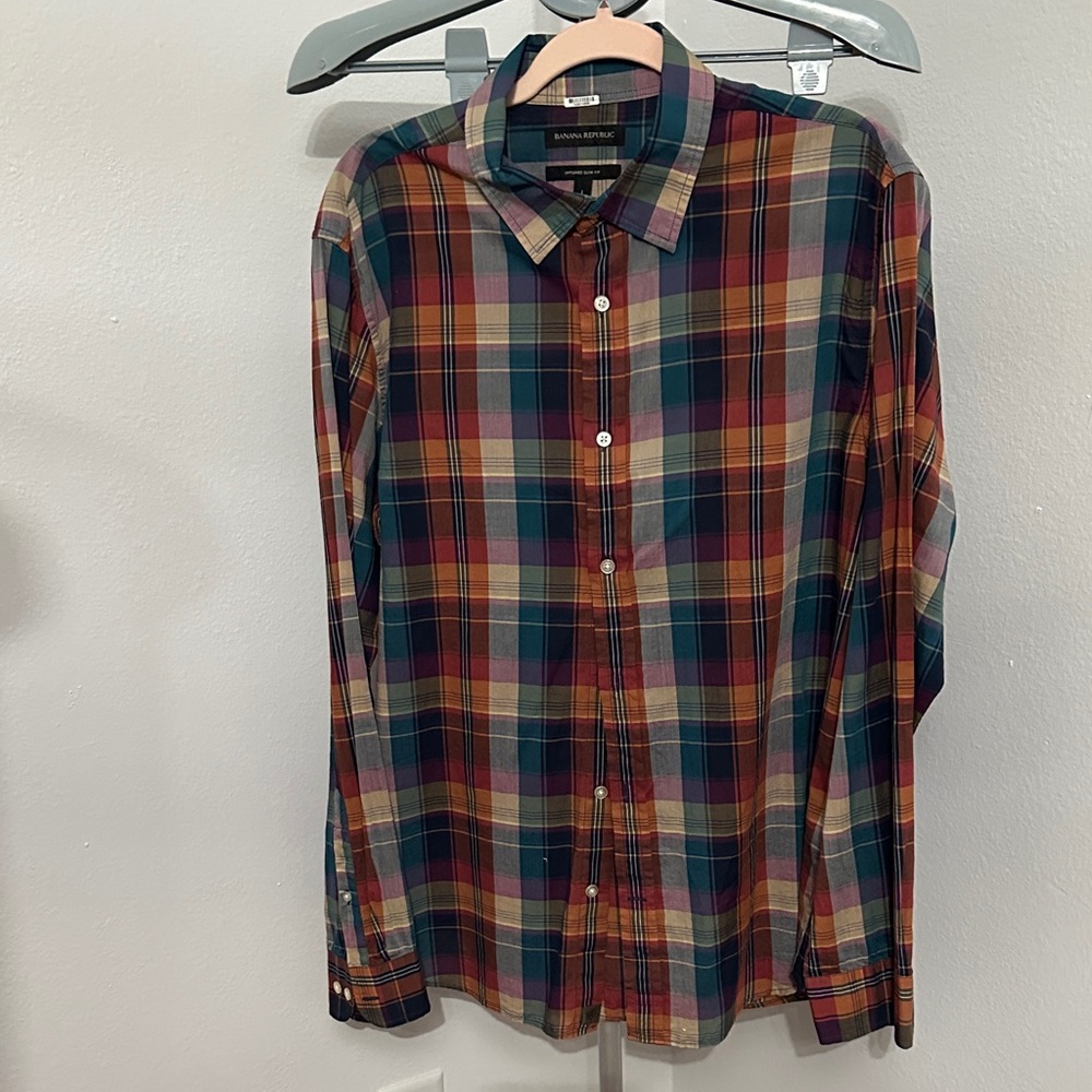 EUC Banana Republic Men's Plaid Button-Down Shirt - Multicolor
